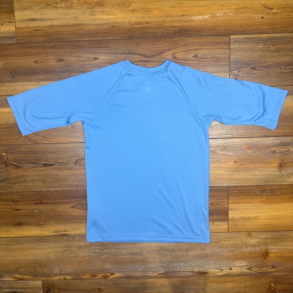 Nike Swim Boys Blue Dri-FIT Rash Guard Short Sleeve Swim Shirt M NESSD828 438 - Picture 2 of 6